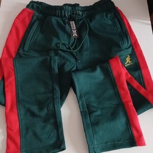 Kangol Joggers Pants in Forest Green and Bold Red
